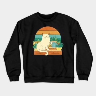 Cute cat watering plants Crewneck Sweatshirt